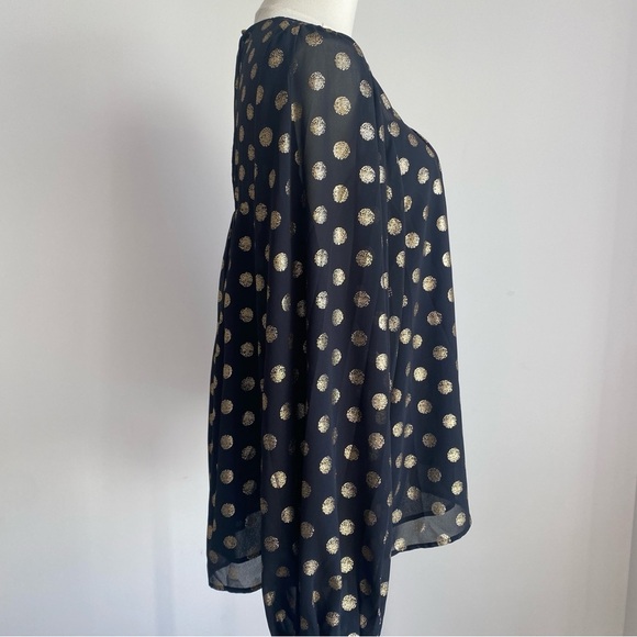 SHOW ME YOUR MUMU Long Sleeve Black Top Gold Polka Dot Bishop Sleeves Size M - Picture 6 of 16